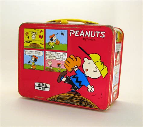 old lunch boxes snoopy with metal|snoopy vintage lunch box.